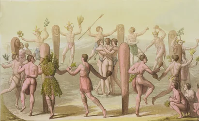 Nativos Indígenas Fazendo uma Dança Cerimonial